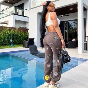 Mina Monroe Prissy Patched Joggers Size:L